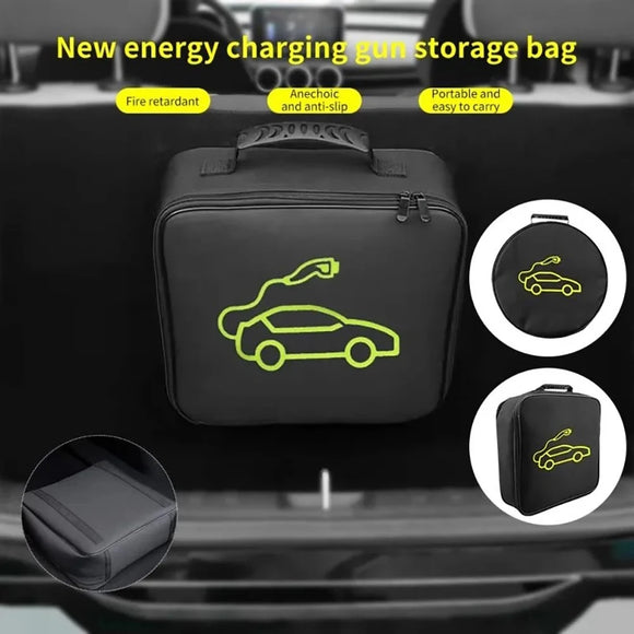 Waterproof fire retardant EV charging cable storage bag for electric vehicle charger plugs and sockets - durable and portable carry bag