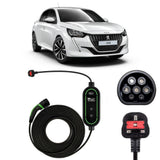 Peugeot e-208 Charging Cable – Type 2 to UK 3-pin charging cable