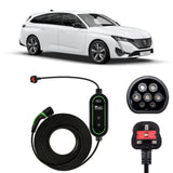 Peugeot e-308 Charging Cable – Type 2 to UK 3-pin charging cable