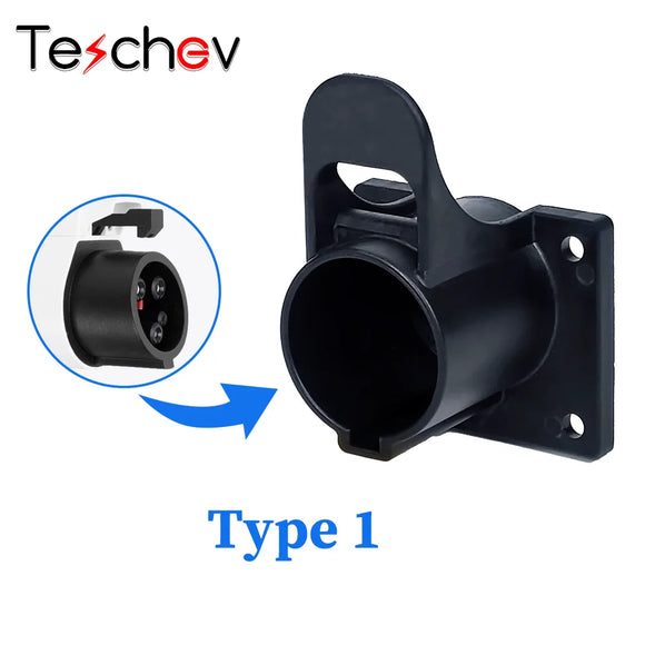 Teschev EV Charger Holder – Wall Mount Stand for Type 1 J1772 Connector & Charging Cable