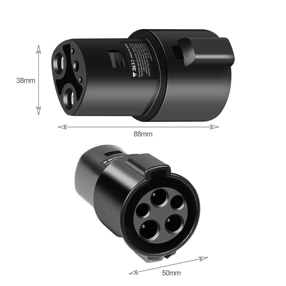 ENVE J1772 To Tesla Charging Adapter - 80Amp/240V, For Model 3/Y/S/X, Midnight Silver, IP54 Weatherproof