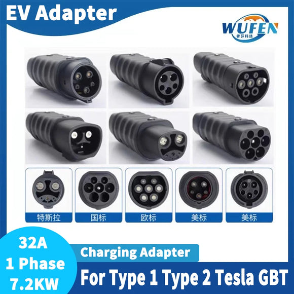EV Charger And EV Charging Adapter type 1 to type 2 adapter Tesla to GBT converter GBT to J1772 Charger adapter