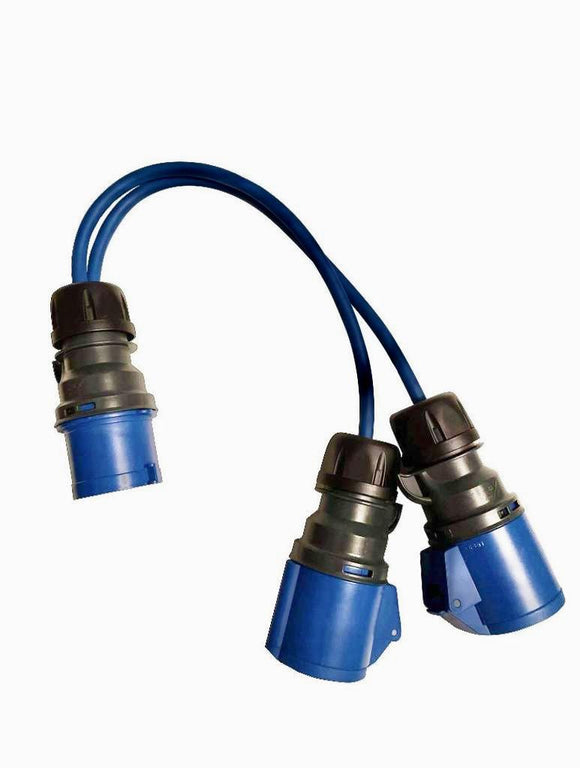32A 230V Splitter Lead – 32A Plug to 2x 32A Socket | Heavy Duty Power Splitter