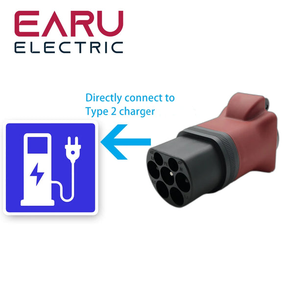 Portable 220V Type 2 Male Plug to Schuko Socket EV Charging Adapter - For EV Charger and Connector