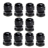 Black 20mm Nylon Stuffing Glands (Pack of 10) - IP68 Waterproof Cable Glands for Outdoor and Indoor Use