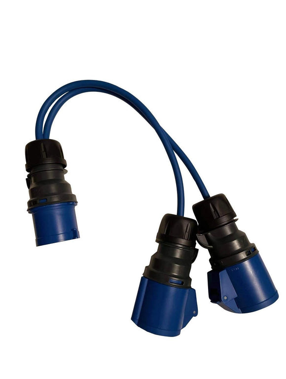 230v Splitter 16a Plug to 2x 16a Socket